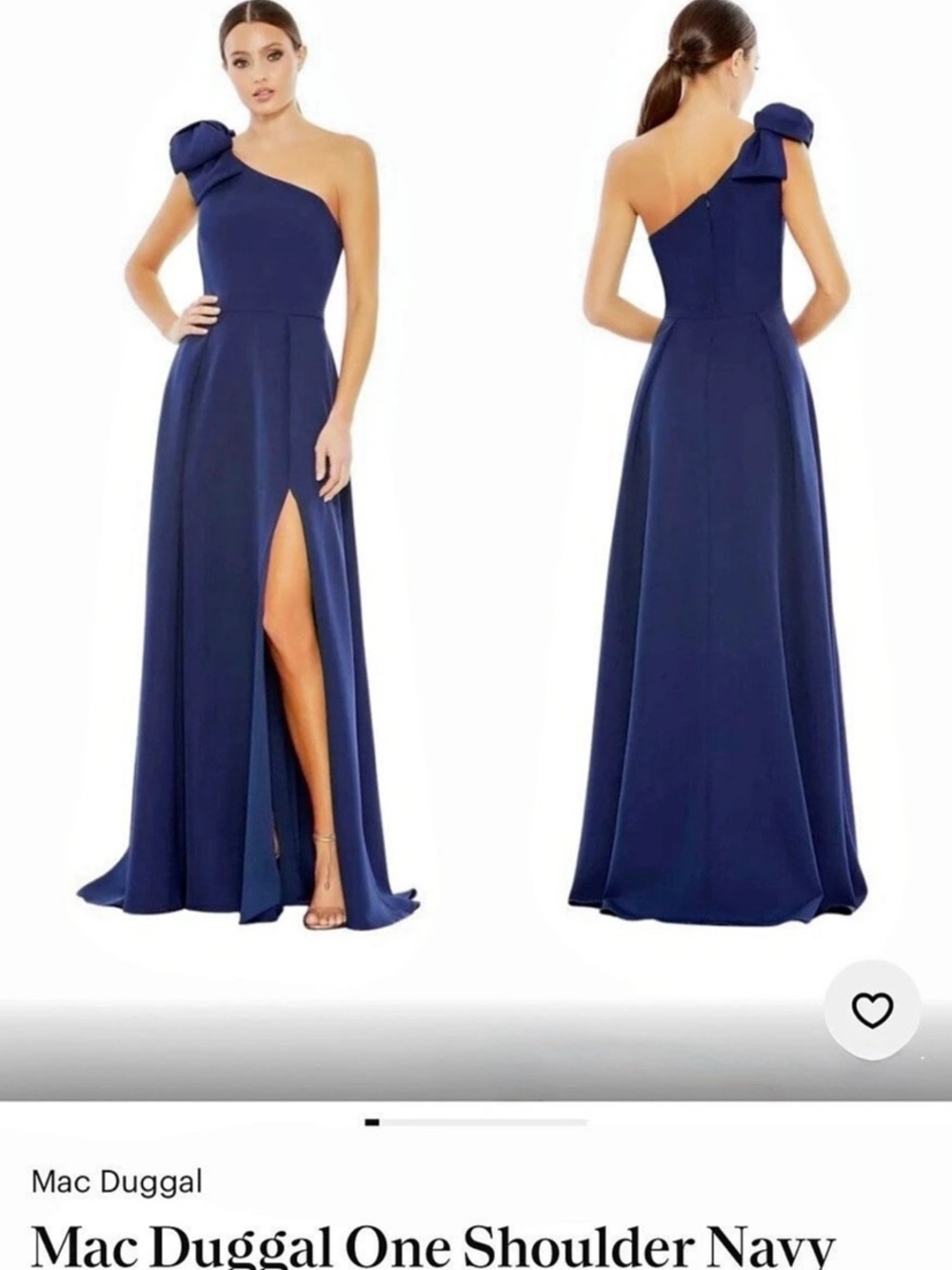 Mac Duggal Satin One Shoulder Bow Gown Blue